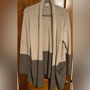Sonoma Women's Gray and Cream Colorblock Cardigan